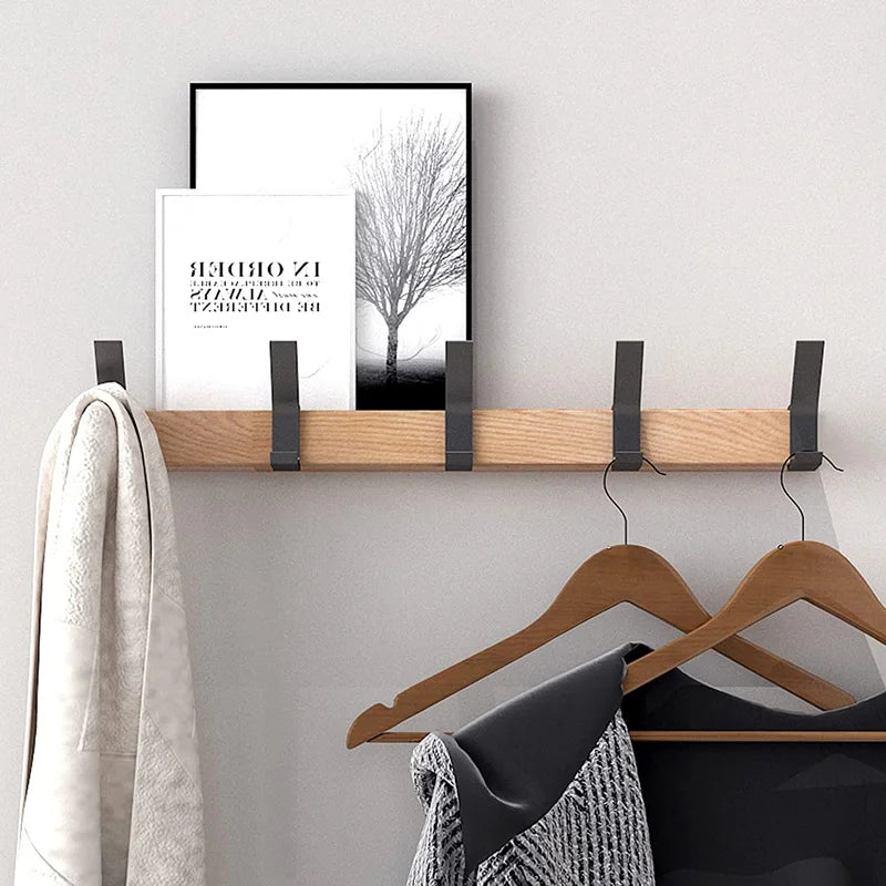 Adjustable Double Hook Wall Coat Rack | Scandinavian Style | Wood & Aluminum | Space-Saving & Contemporary