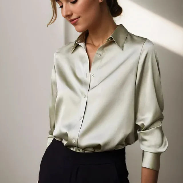 Women's Collar Long Sleeve Formal Blouse | Button Placket