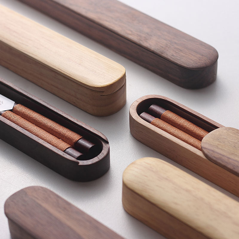 Decorative Thread Black Walnut Chopsticks in Wooden Box