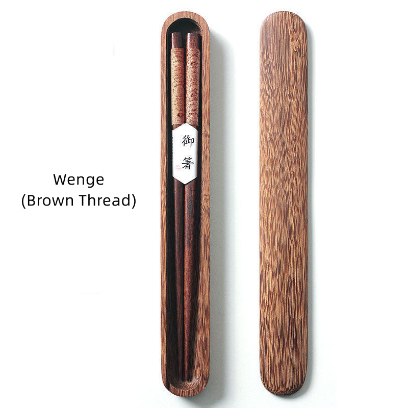 Decorative Thread Black Walnut Chopsticks in Wooden Box