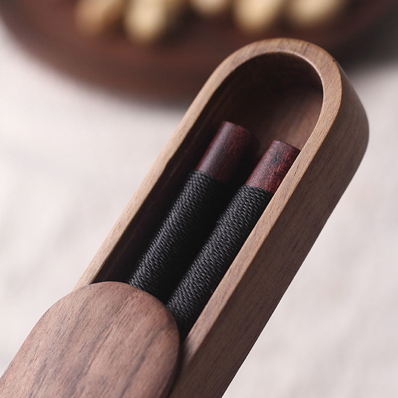 Decorative Thread Black Walnut Chopsticks in Wooden Box