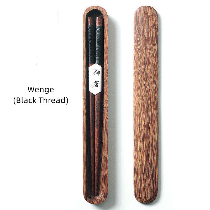 Decorative Thread Black Walnut Chopsticks in Wooden Box
