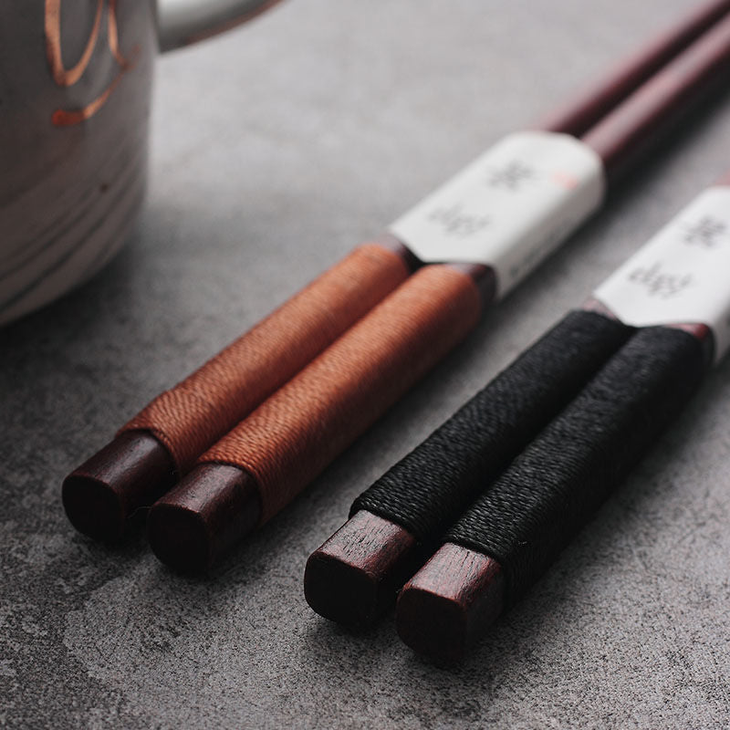 Decorative Thread Black Walnut Chopsticks in Wooden Box