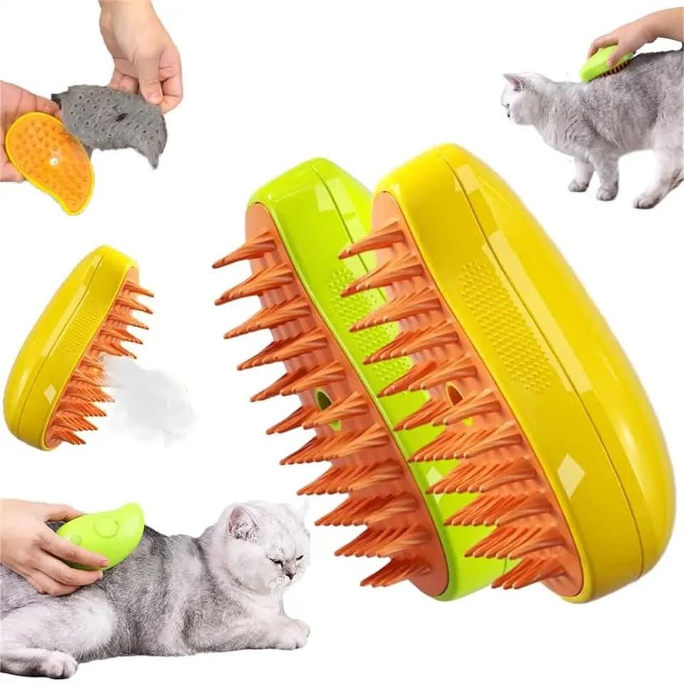 Pet Steam Brush for Coat Care and Hair Removal
