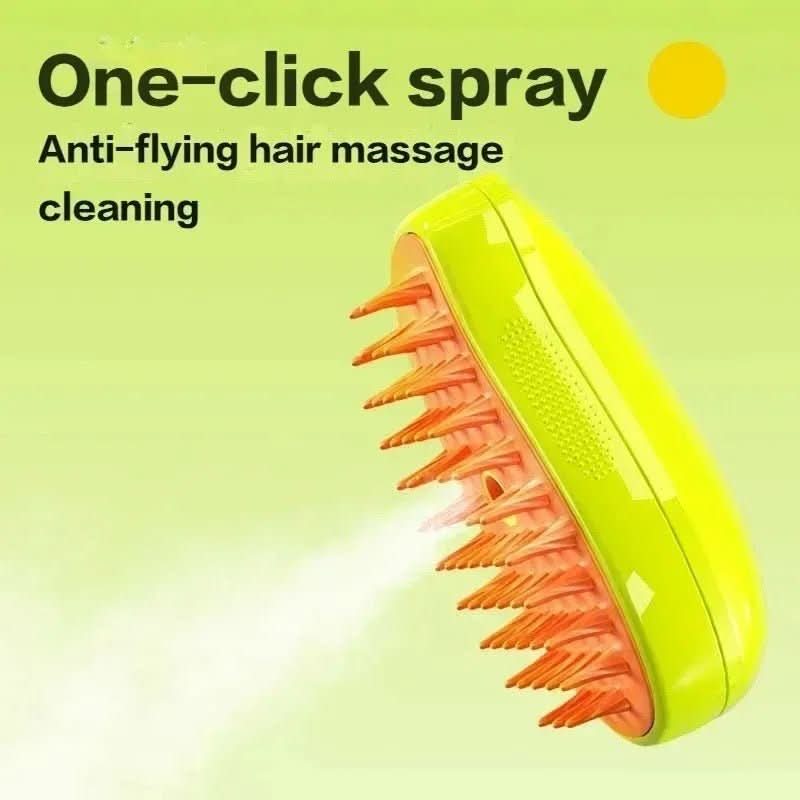 Pet Steam Brush for Coat Care and Hair Removal