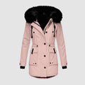 Ladies Long Winter Jacket | With Faux Fur Trim