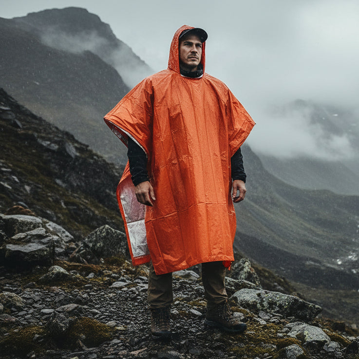 Reusable Hooded Rain Poncho for Outdoor Protection
