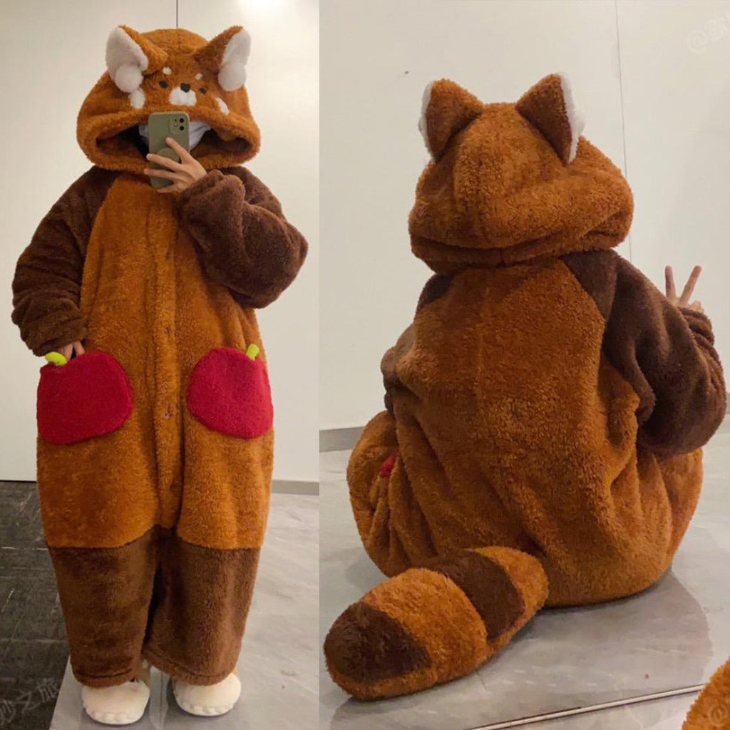 Cozy Red Panda Cartoon Pajama Set for Maximum Comfort and Sleep
