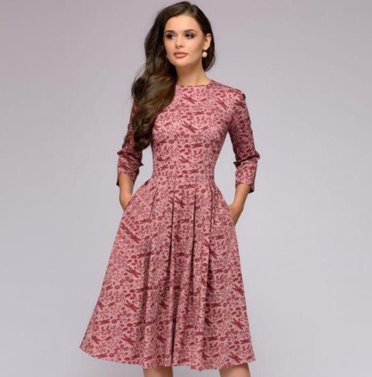 Ladies Floral Print Wedding Guest Dress | Midi