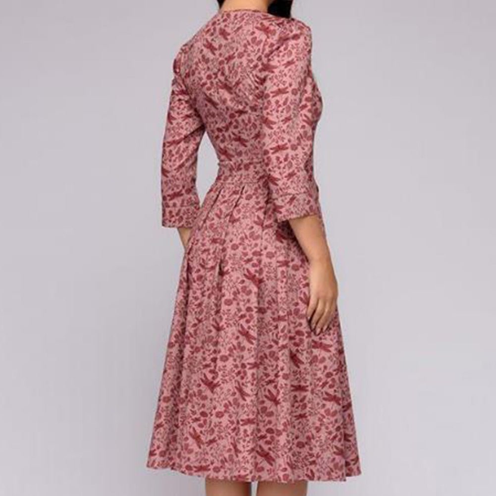 Ladies Floral Print Wedding Guest Dress | Midi