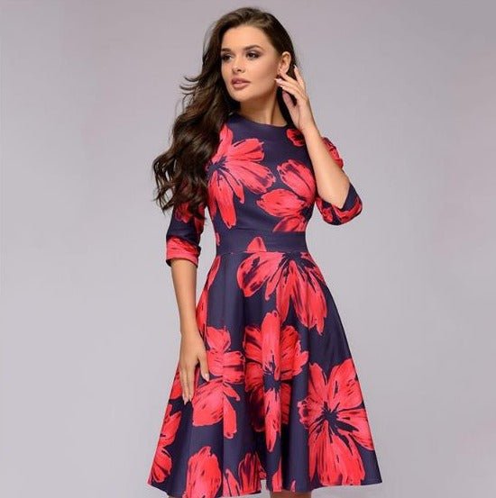 Ladies Floral Print Wedding Guest Dress | Midi