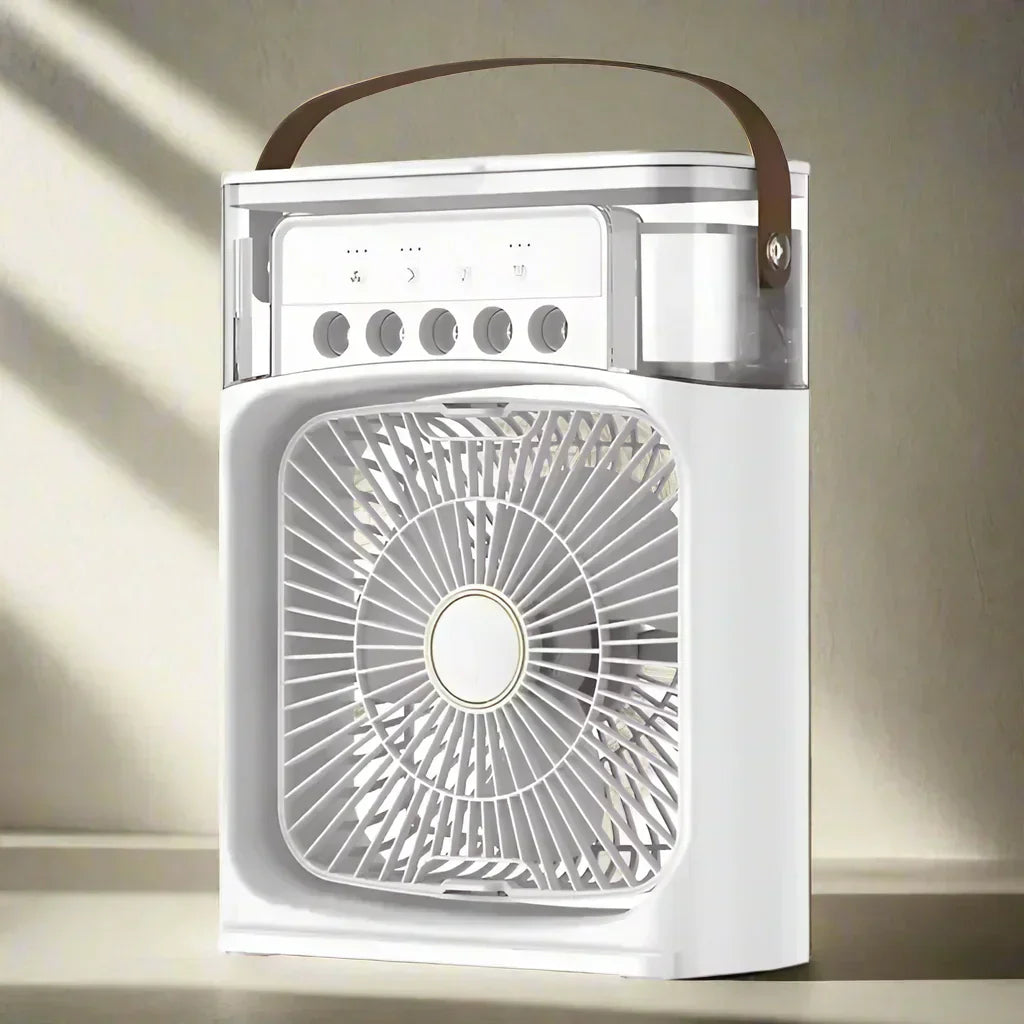 Compact 3-In-1 Mini Air Cooler, Humidifier, and Night Light for Desk Use