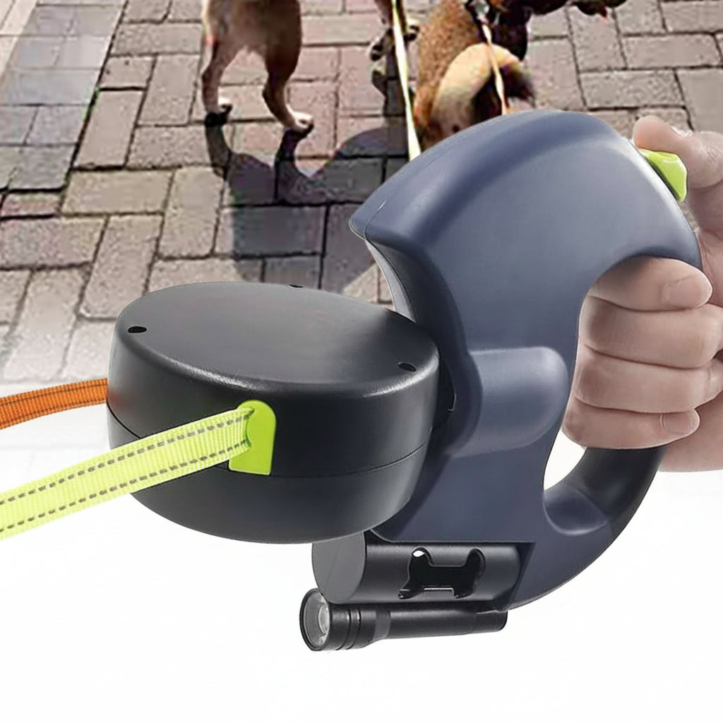 Dual Dog Retractable Leash with Integrated Flashlight