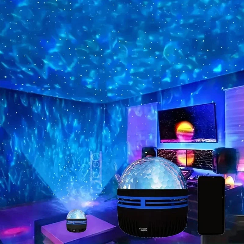 Galaxy Projector with Music Sync and Remote Control | RGB Mood Light | USB Rechargeable | Dimensions: 7.8×7.8×8.7 cm