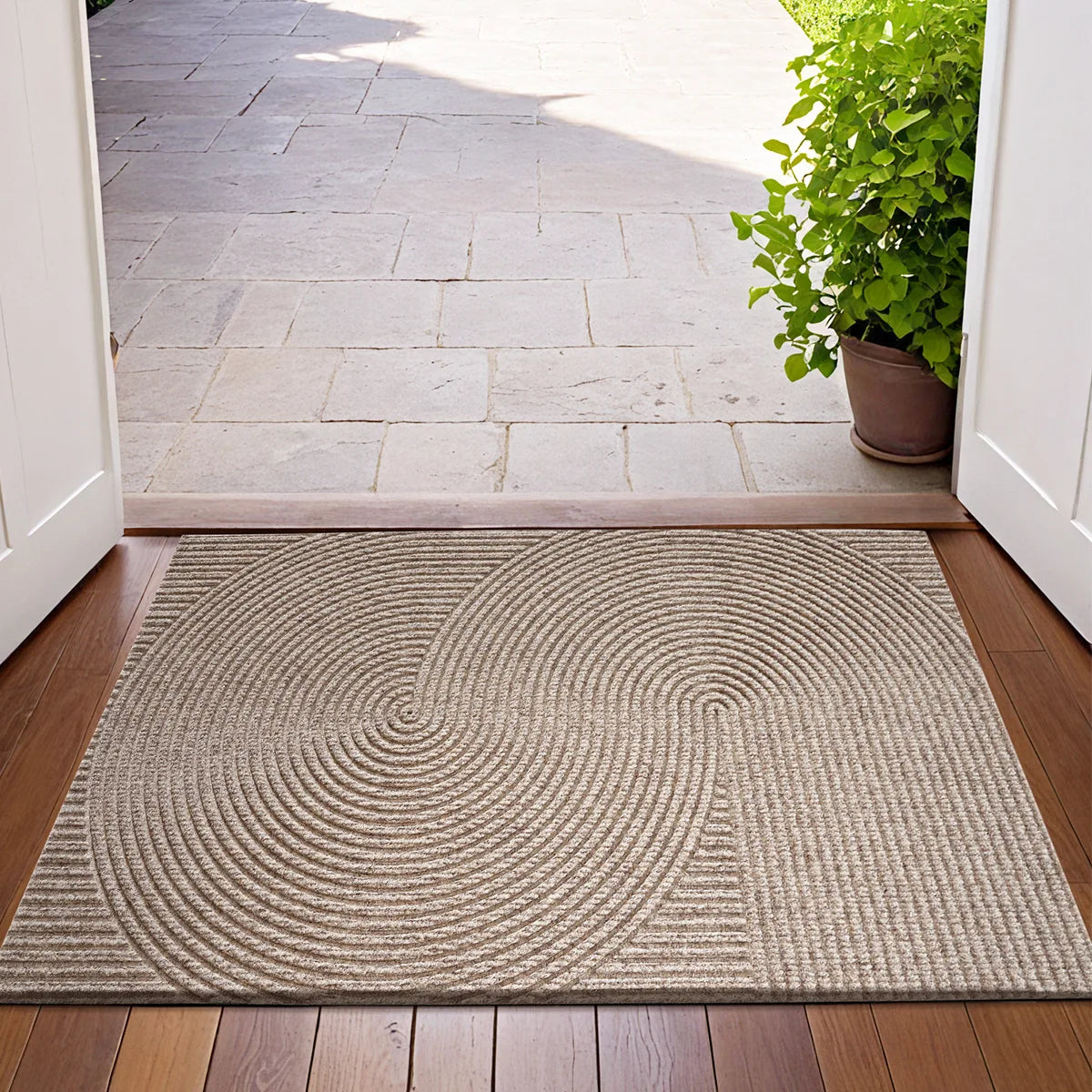 Durable Polyester 3D Groove Doormat with Non-Slip Design for Indoor and Outdoor Use