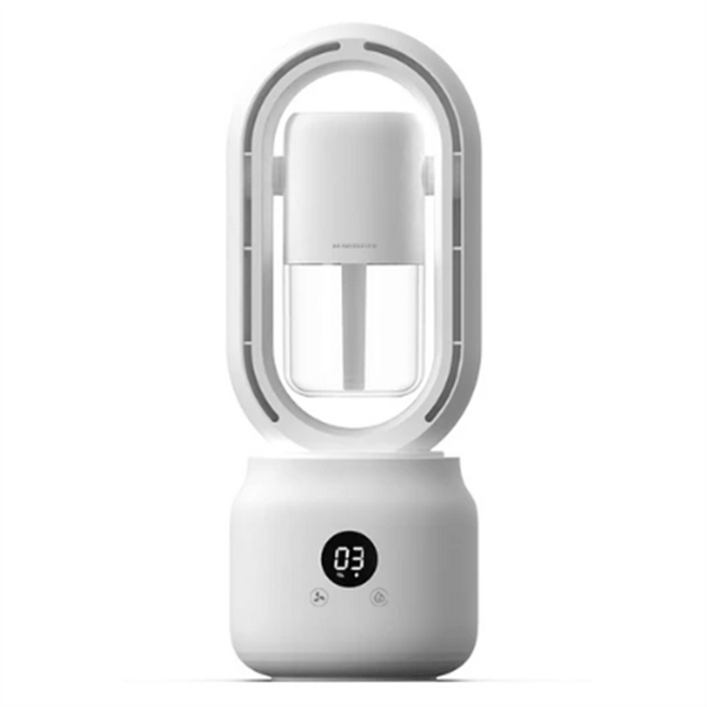 Compact Blade-Free Fan with Humidifier and Night Light for Ultimate Comfort