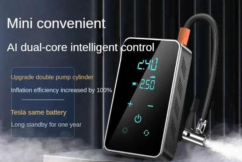 Compact Wireless Air Pump with Touchscreen – 150psi Inflator for Cars and Bicycles