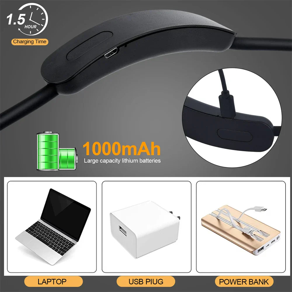 Rechargeable LED Neck Light | USB Charging | 3 Color Options & Adjustable Brightness | Flexible and Portable Design