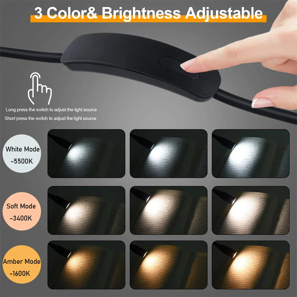 Rechargeable LED Neck Light | USB Charging | 3 Color Options & Adjustable Brightness | Flexible and Portable Design