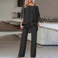 Women's Asymmetrical Blouse and Long Pants | 2-Piece