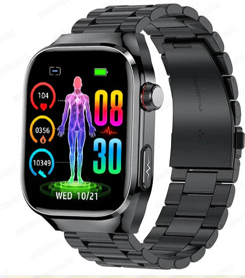 Smartwatch for Blood Sugar Monitoring, ECG, Uric Acid Measurement, and Bluetooth Connectivity