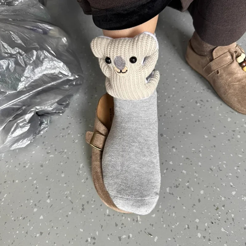 Comfortable House Socks Featuring Cute 3D Animal Design and Non-Slip Sole for Safety
