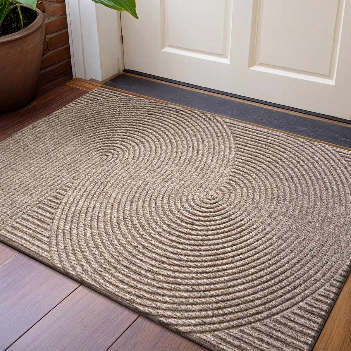 Durable Polyester 3D Groove Doormat with Non-Slip Design for Indoor and Outdoor Use