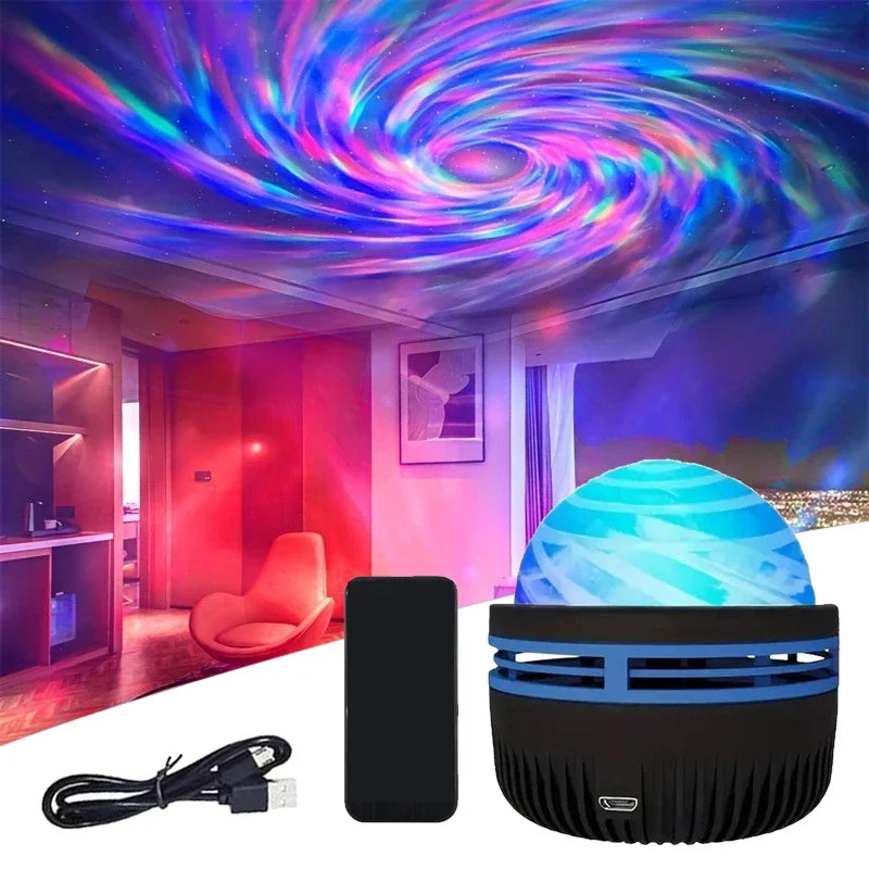 Galaxy Projector with Music Sync and Remote Control | RGB Mood Light | USB Rechargeable | Dimensions: 7.8×7.8×8.7 cm