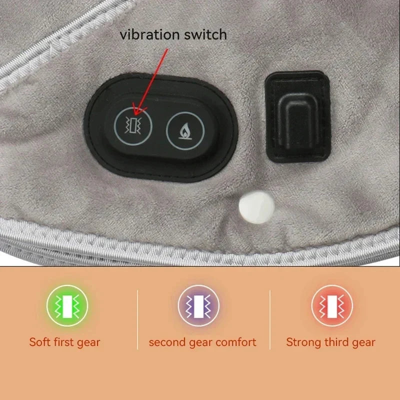 Neck and Shoulder Heat Massager | USB Heating Pad with Vibration | 3 Temperature Settings and Timer | Soft Plush Design