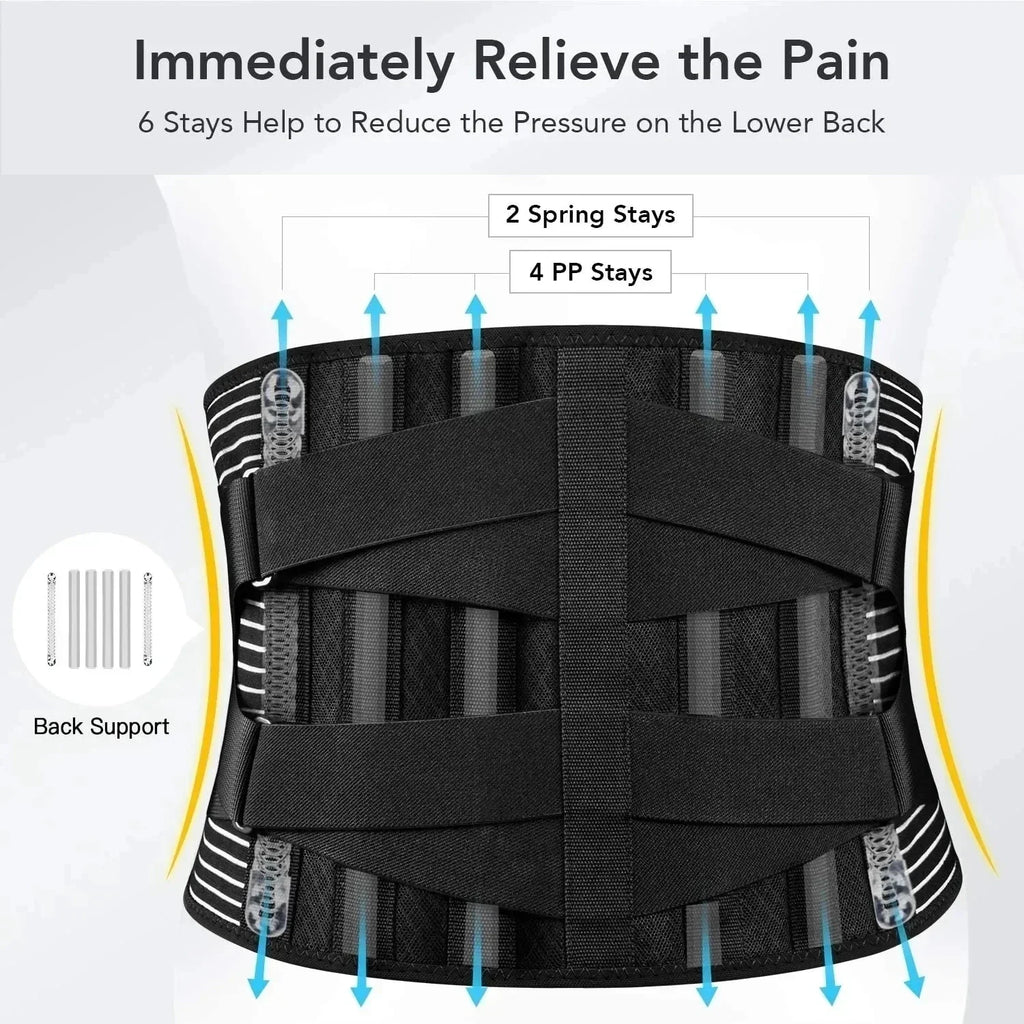 360° Lumbar Support Back Belt | Memory Foam with Aluminum & Steel Springs | Breathable & Discreet Under Clothing