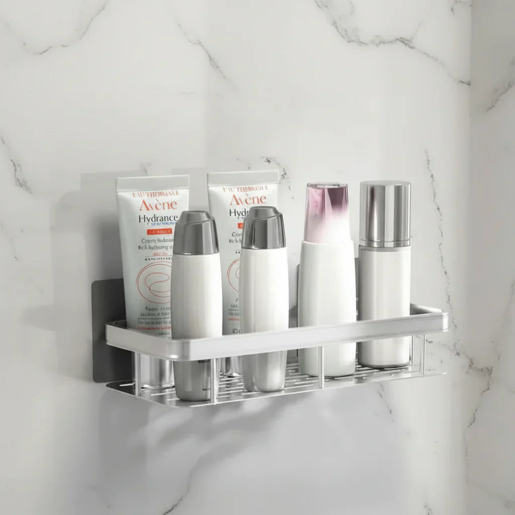 Drill-Free Adhesive Bathroom Shelf – Chic and Functional for Any Bathroom