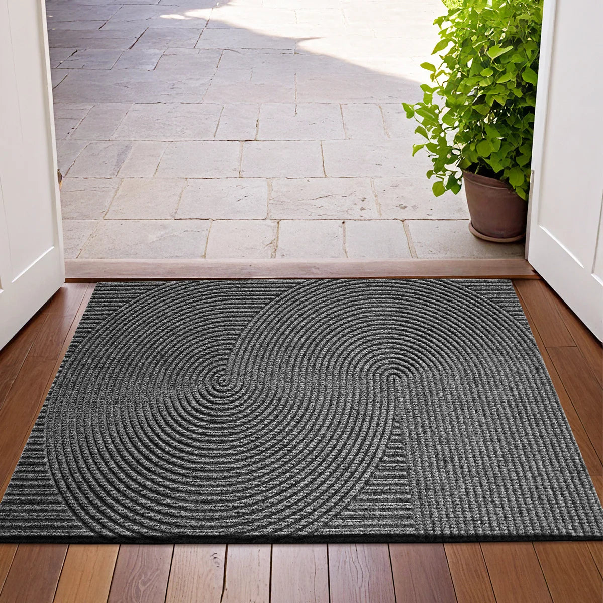 Durable Polyester 3D Groove Doormat with Non-Slip Design for Indoor and Outdoor Use