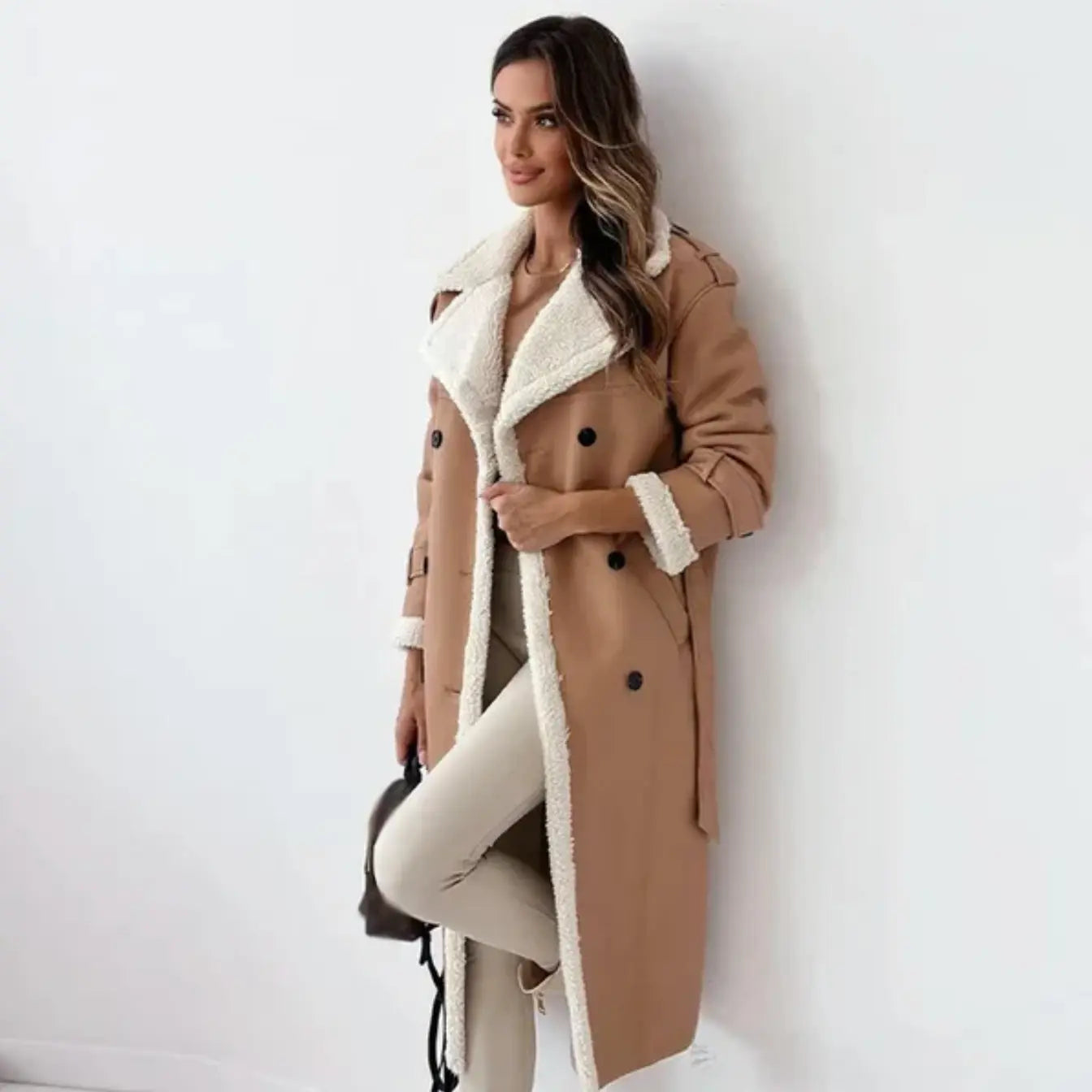 Ladies Long Winter Coat | Fleece Lined