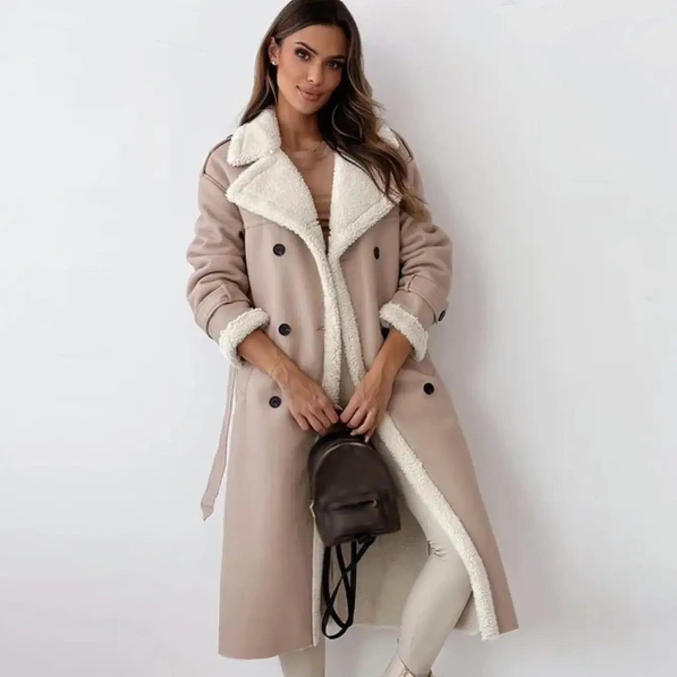 Ladies Long Winter Coat | Fleece Lined