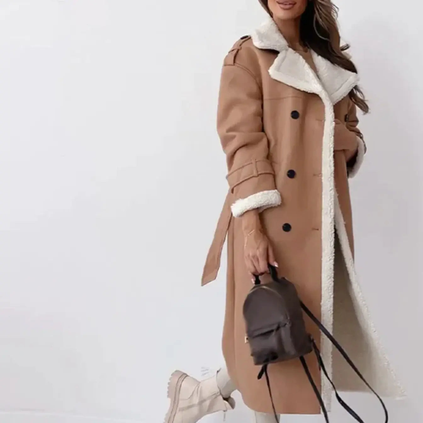 Ladies Long Winter Coat | Fleece Lined