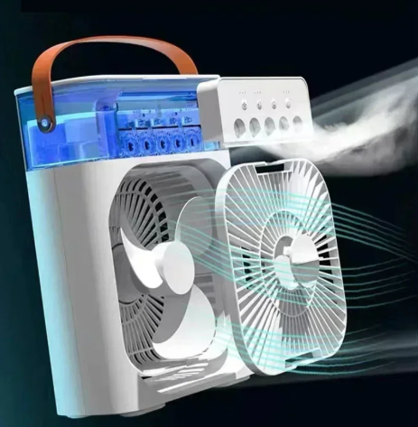 Compact 3-In-1 Mini Air Cooler, Humidifier, and Night Light for Desk Use