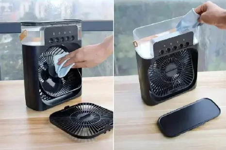 Compact 3-In-1 Mini Air Cooler, Humidifier, and Night Light for Desk Use