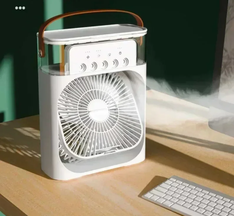 Compact 3-In-1 Mini Air Cooler, Humidifier, and Night Light for Desk Use