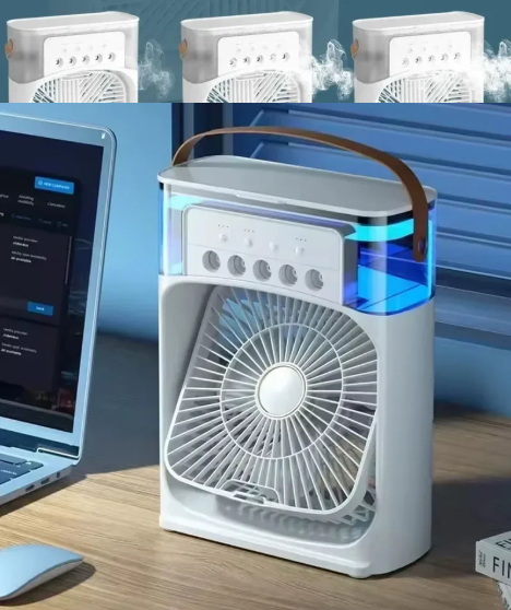 Compact 3-In-1 Mini Air Cooler, Humidifier, and Night Light for Desk Use
