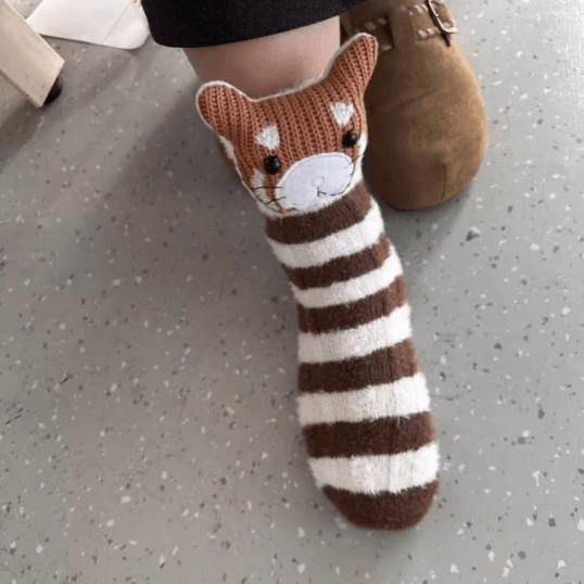 Comfortable House Socks Featuring Cute 3D Animal Design and Non-Slip Sole for Safety
