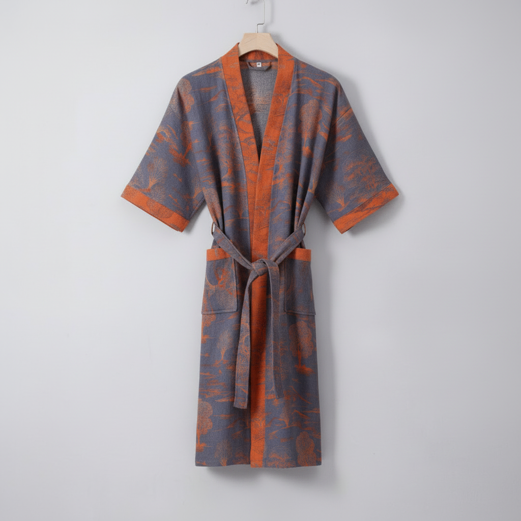 Breathable Comfort Organic Cotton Kimono Bathrobe