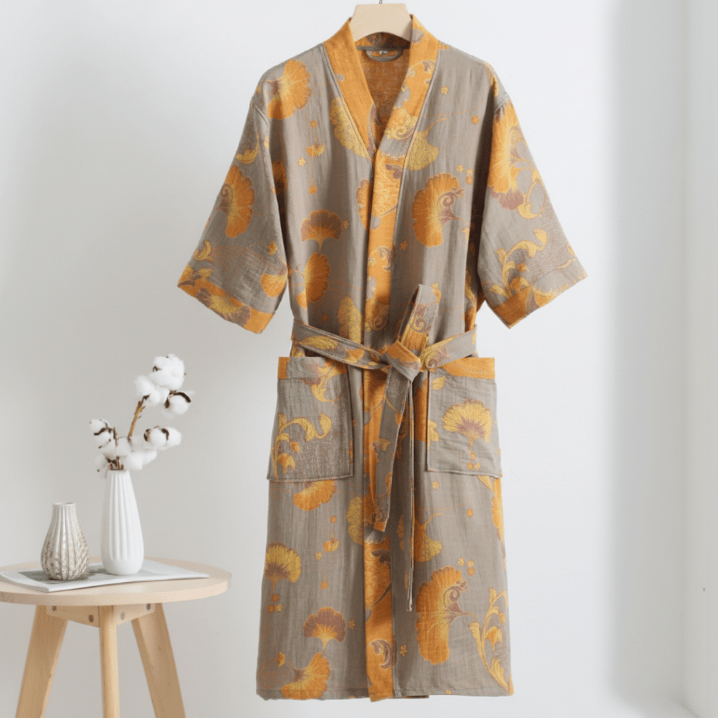 Breathable Comfort Organic Cotton Kimono Bathrobe