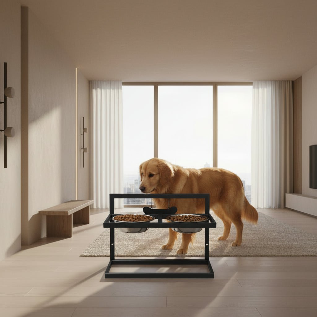 Ergonomic Feeding Station for Encouraging Healthy Posture in Large Dogs