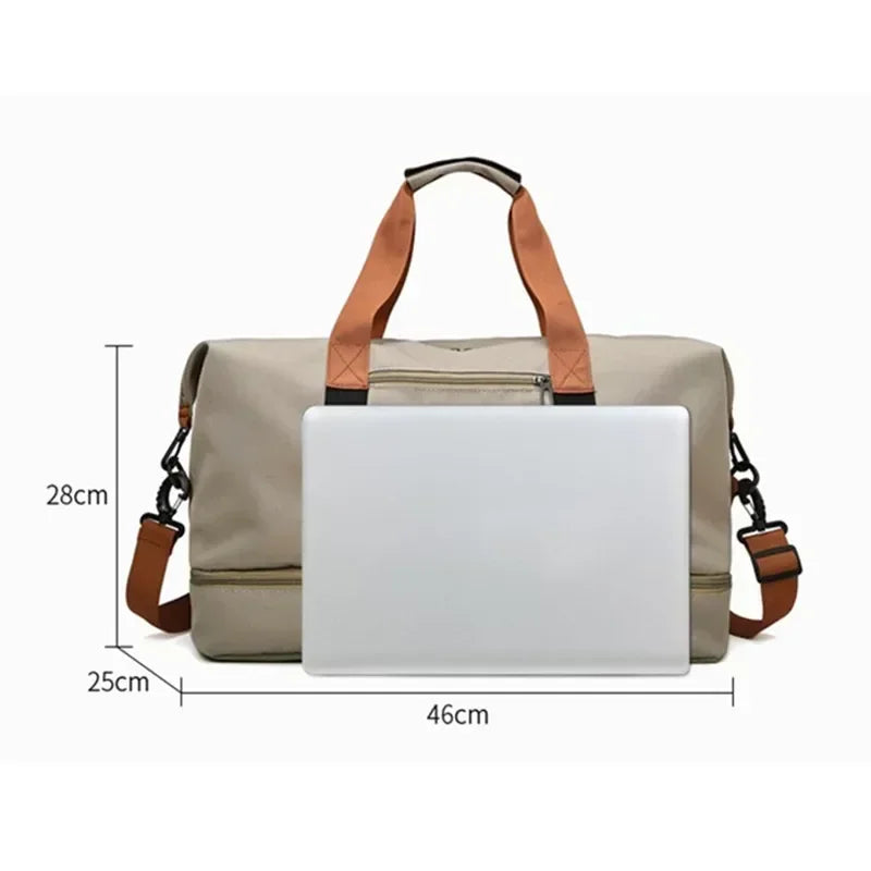 Spacious Fitness Travel Bag | Wet-Dry Separation | Versatile Hand & Shoulder Bag for Women