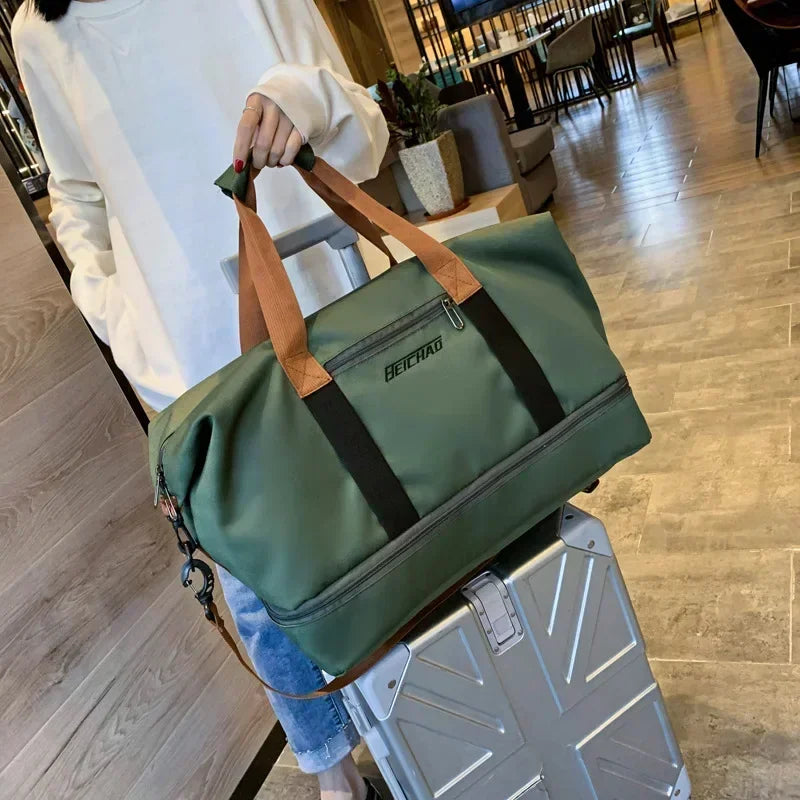 Spacious Fitness Travel Bag | Wet-Dry Separation | Versatile Hand & Shoulder Bag for Women