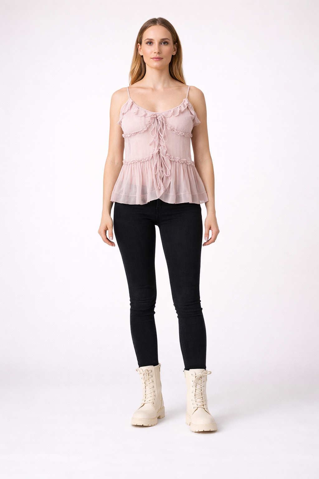 Layered Semi Sheer Embellished Cami Top