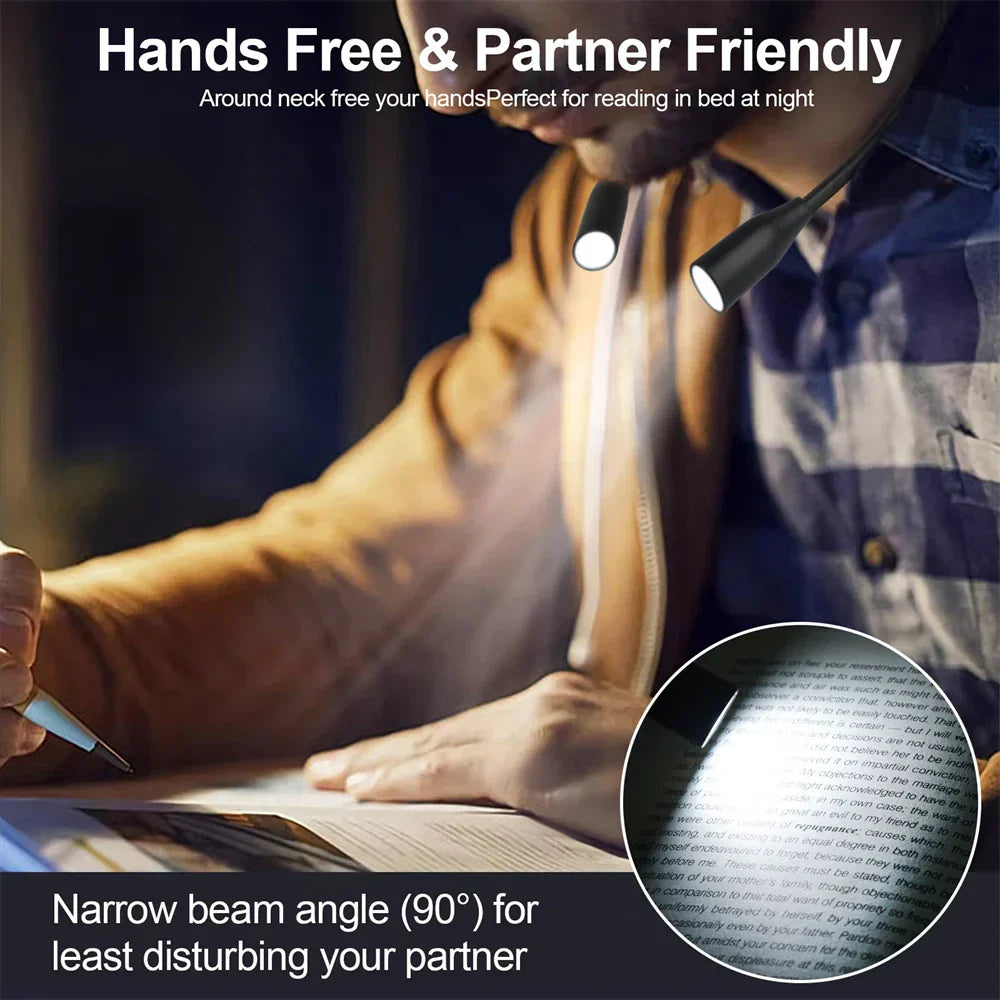 Rechargeable LED Neck Light | USB Charging | 3 Color Options & Adjustable Brightness | Flexible and Portable Design