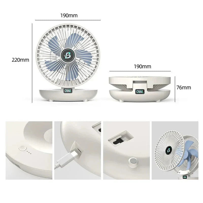Compact Foldable USB Fan with 3 Adjustable Speed Settings