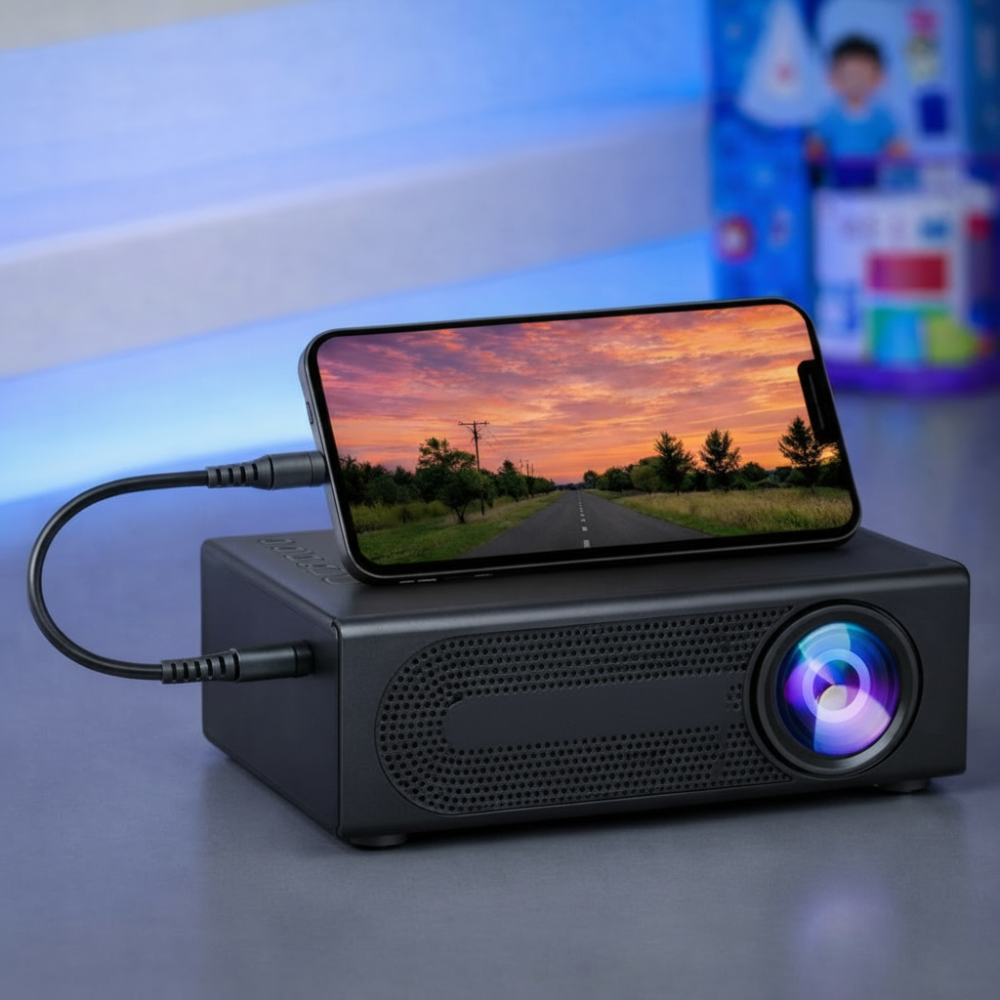 Compact High-Intensity Mini Projector 3000 Lumens – HDTV & USB Compatible, Ideal for Home Theater and Outdoor Use!