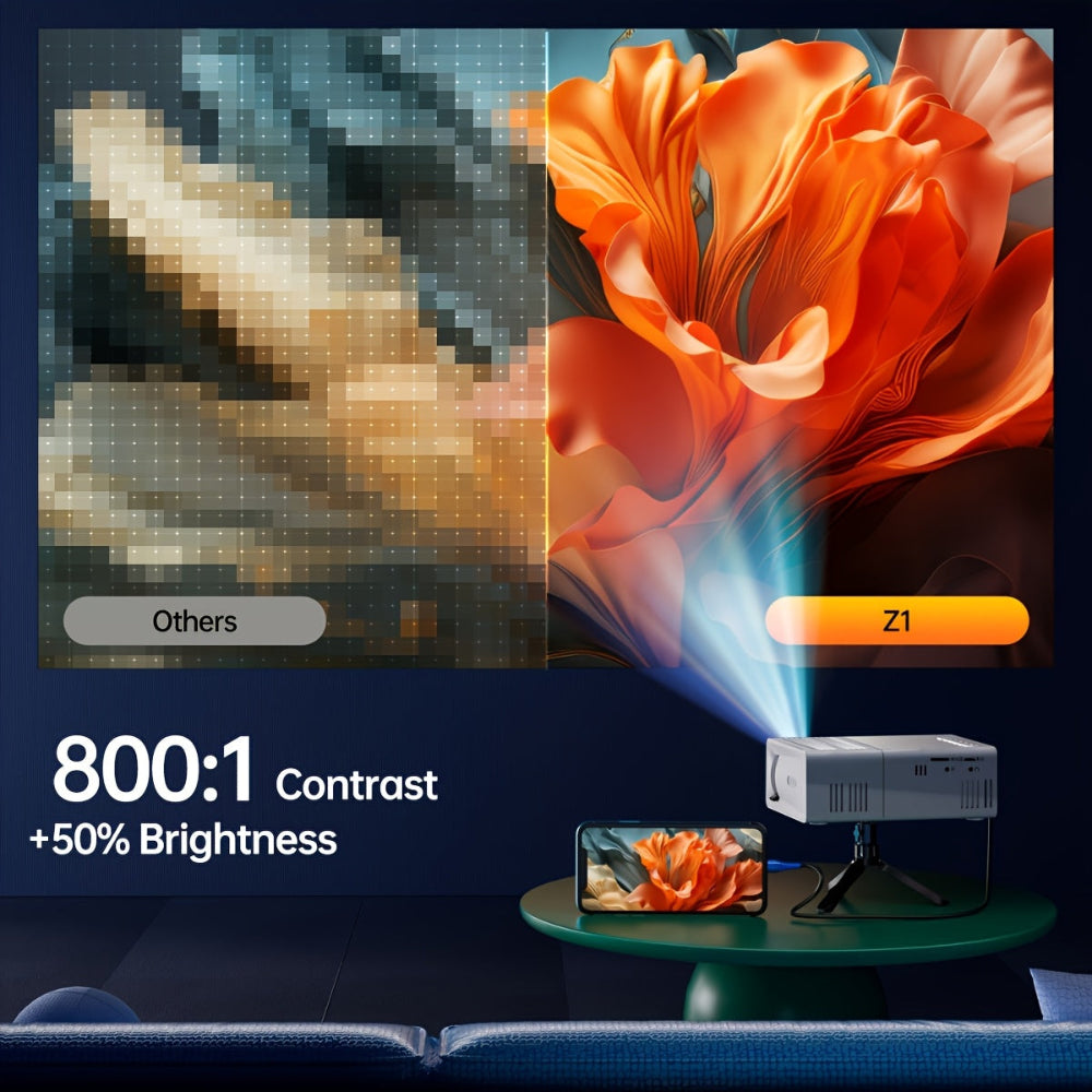 Compact High-Intensity Mini Projector 3000 Lumens – HDTV & USB Compatible, Ideal for Home Theater and Outdoor Use!